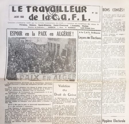 Le Travailleur de la CAFL, juillet 1960 (cliché de Léon Leponce)